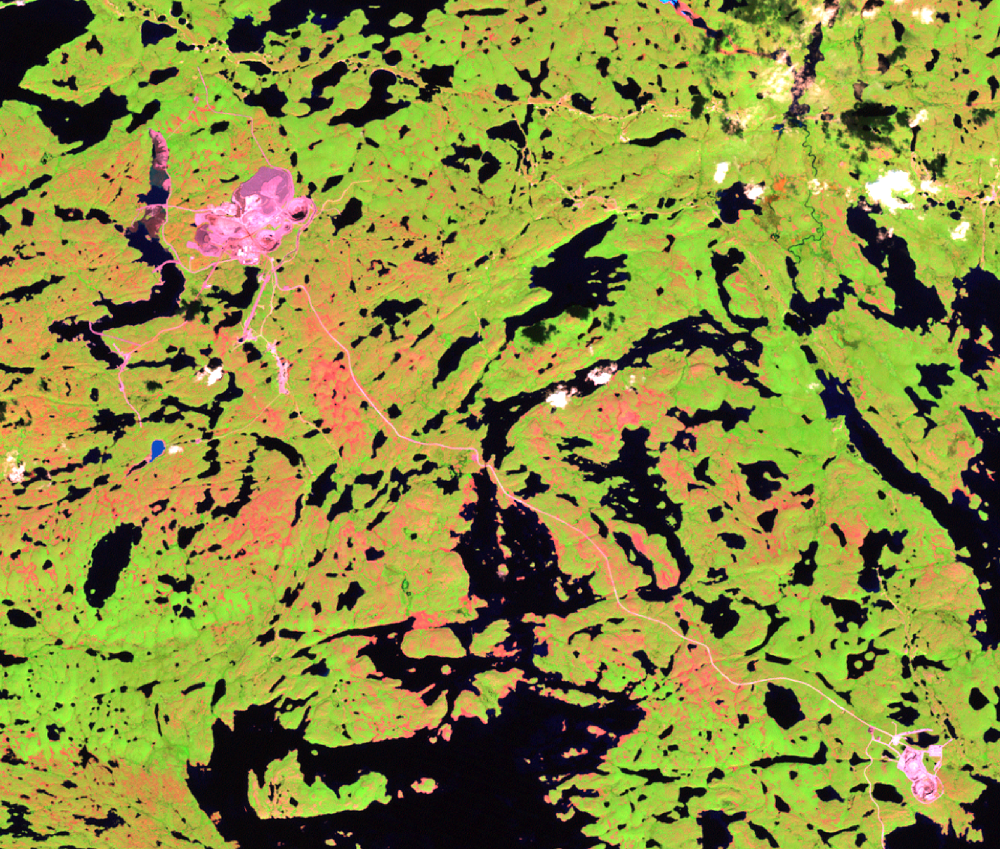 July 22, 2002, Landsat 7 (path/row 45/15) — Ekati Diamond Mine, Northwest Territories, Canada
