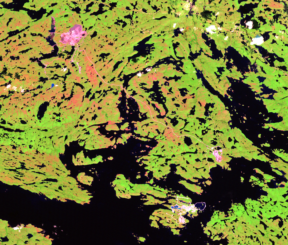 July 22, 2002, Landsat 7 (path/row 45/15) — Diamond Mines, Northwest Territories, Canada