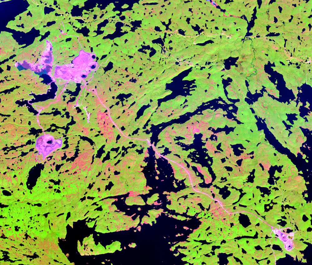 Aug. 13, 2013, Landsat 8 (path/row 45/15) — Ekati Diamond Mine, Northwest Territories, Canada
