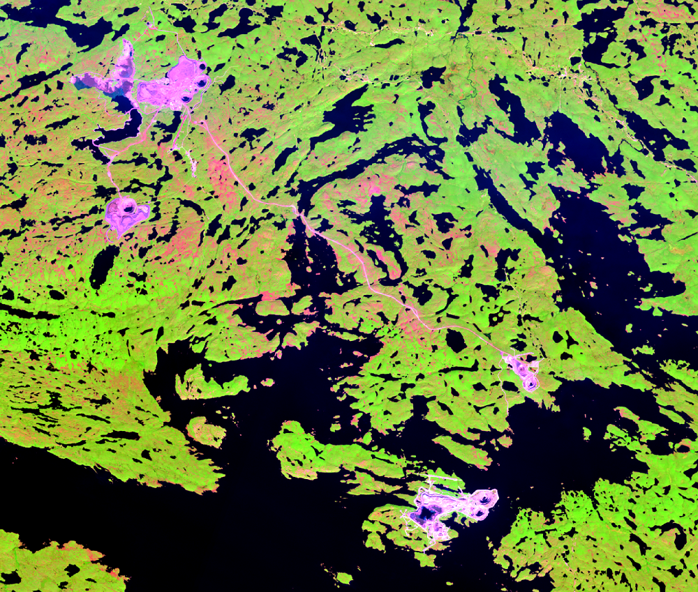 Aug. 13, 2013, Landsat 8 (path/row 45/15) — Diamond Mines, Northwest Territories, Canada