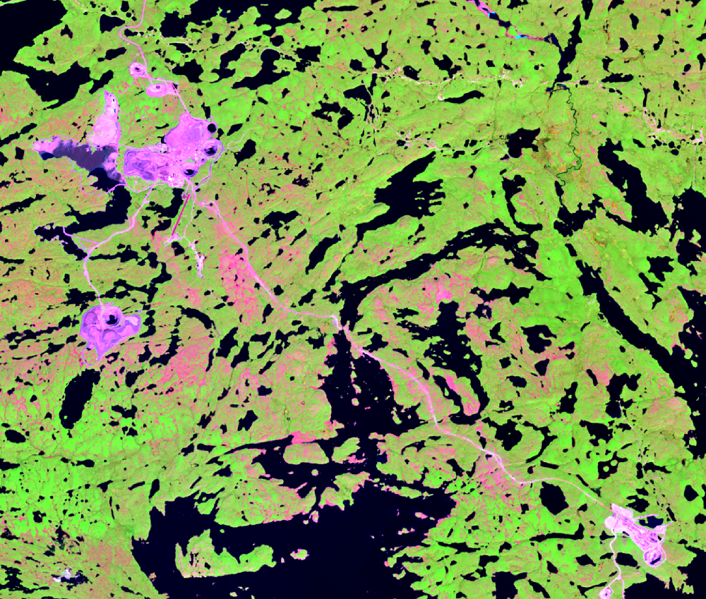 July 13, 2016, Landsat 8 (path/row 44/15) — Ekati Diamond Mine, Northwest Territories, Canada