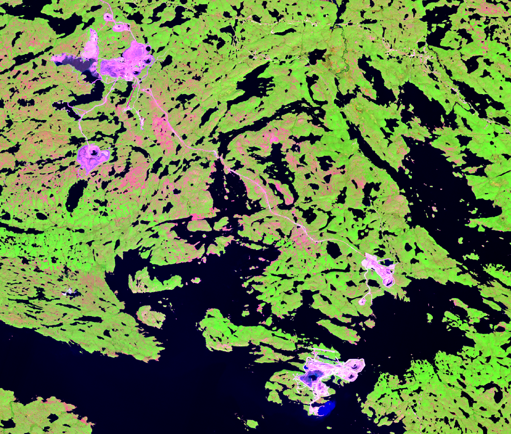 July 13, 2016, Landsat 8 (path/row 44/15) — Diamond Mines, Northwest Territories, Canada