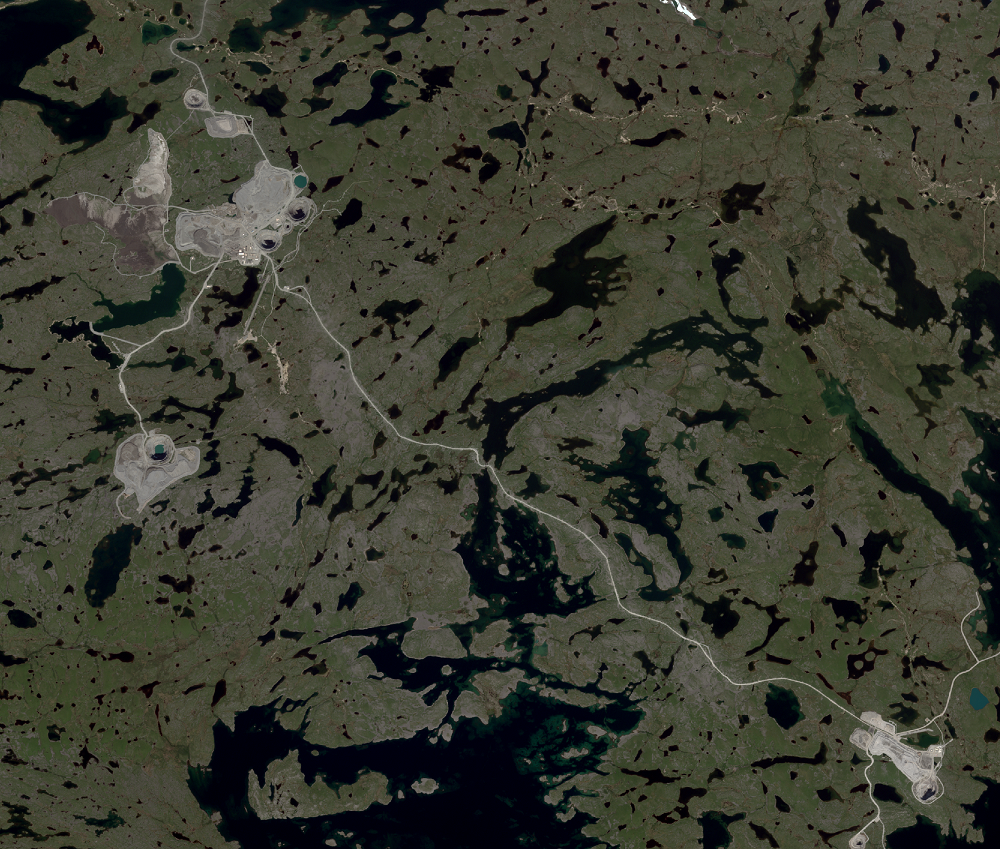 July 29, 2019, Sentinel-2A — Ekati Diamond Mine, Northwest Territories, Canada