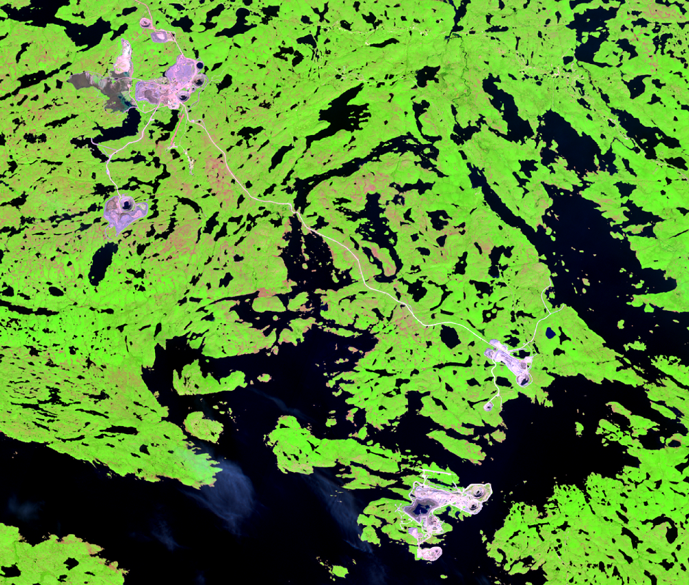  July 29, 2019, Landsat 8 (path/row 45/15) — Diamond Mines, Northwest Territories, Canada