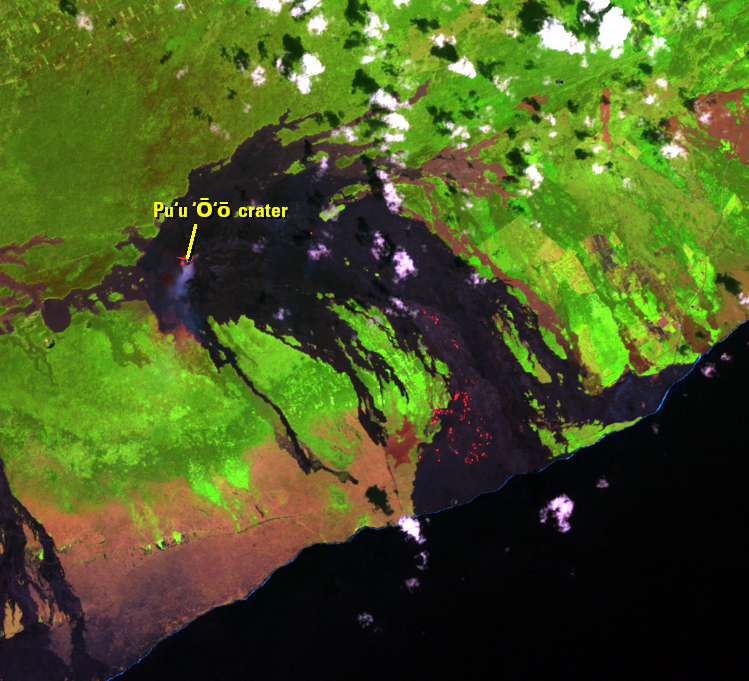 Oct. 11, 1991, Landsat 5 (path/row 62/47) — Pu‘u ‘Ō‘ō, HI, USA