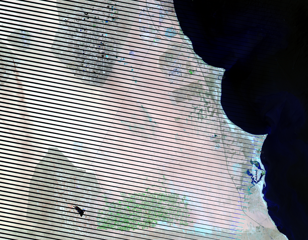 July 4, 2004, Landsat 7 (path/row 165/40) — Southeastern Kuwait