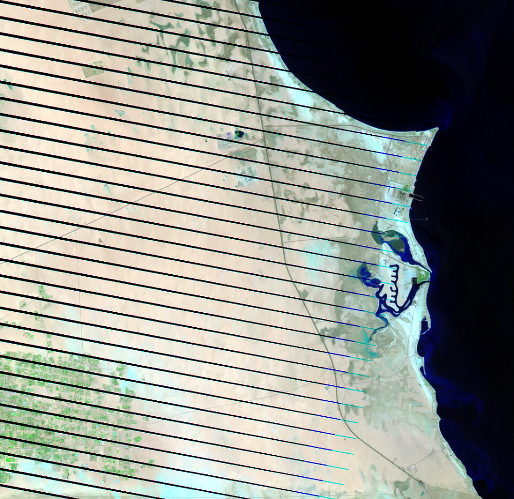 July 4, 2004, Landsat 7 (path/row 165/40) — Sabah Al Ahmad Sea City, Kuwait