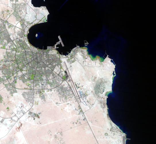 Aug. 1, 1987, Landsat 5 (path/row 163/42) — Hamad International Airport, Doha, Qatar