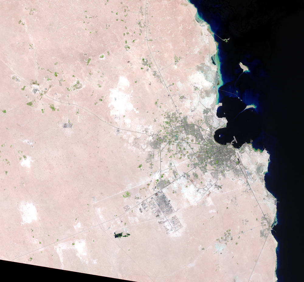 Aug. 1, 1987, Landsat 5 (path/row 163/42) — Doha, Qatar