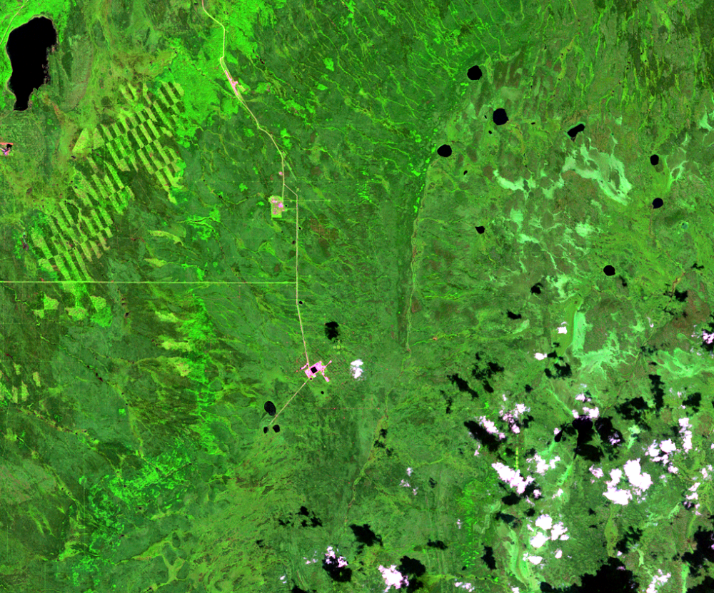 Aug. 17, 1993, Landsat 5 (path/row 42/20) — in situ mining in the Athabasca Oil Sands, Alberta, Canada