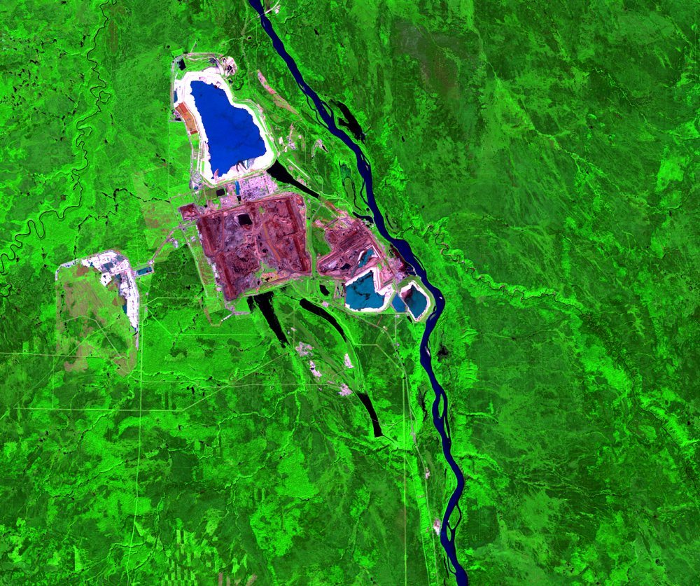 Aug. 17, 1993, Landsat 5 (path/row 42/20) — surface mining in the Athabasca Oil Sands, Alberta, Canada