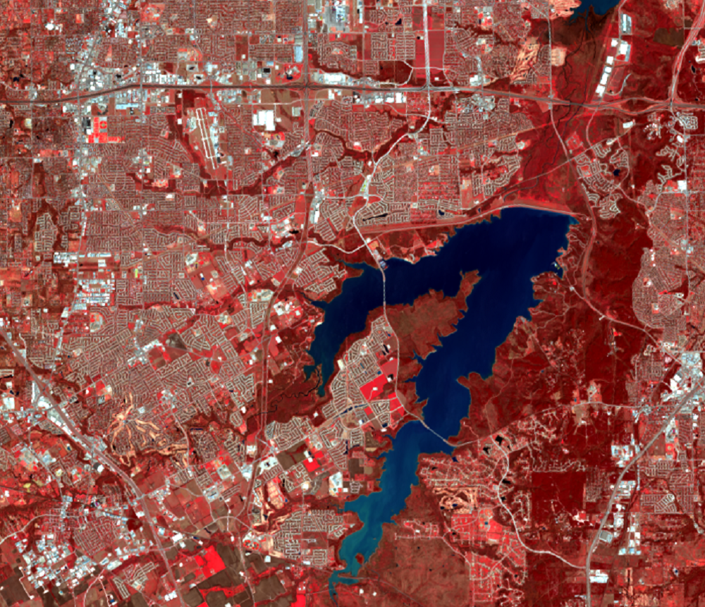 Mar. 11, 2014, Landsat 8 (path/row 27/37) — Joe Pool Lake, southwest of Dallas