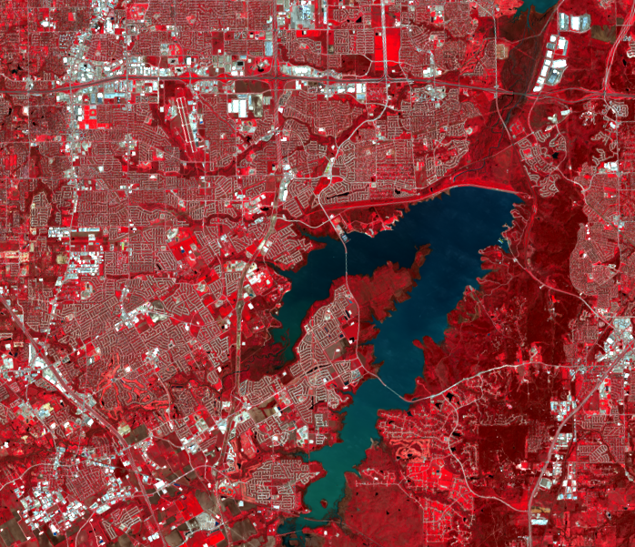 Mar. 16, 2016, Landsat 8 (path/row 27/37) — Joe Pool Lake, southwest of Dallas