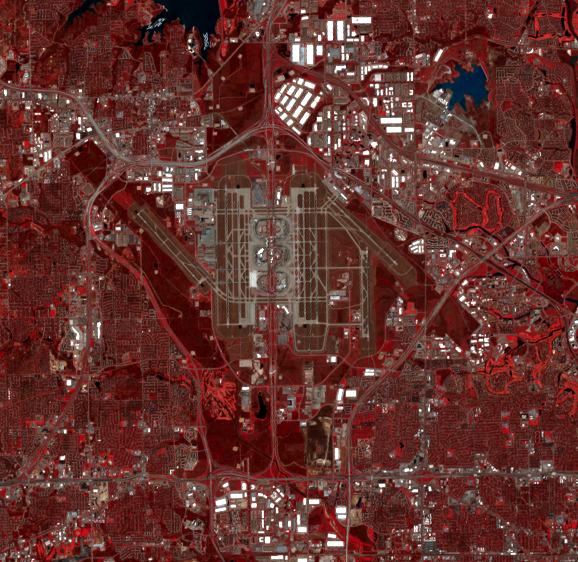 Mar. 22, 2018, Landsat 8 (path/row 27/37) — Dallas-Fort Worth International Airport