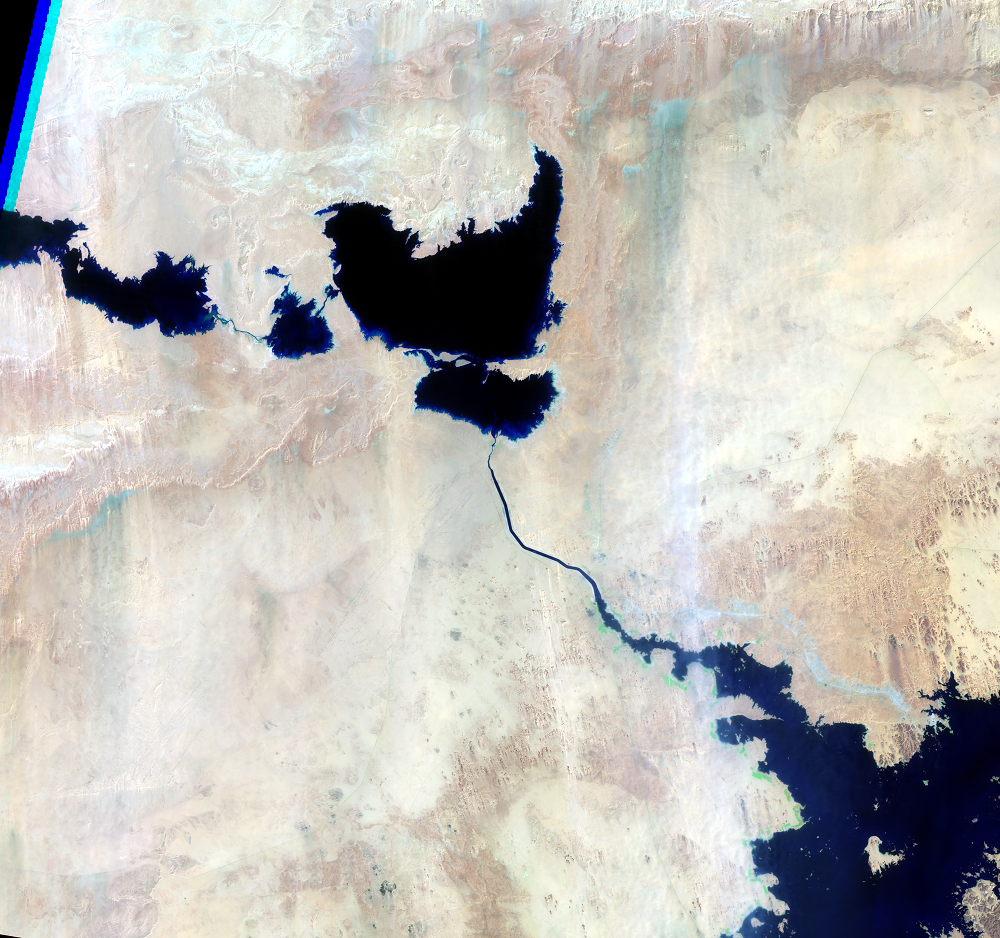 Mar. 31, 1999, Landsat 5 (path/row 175/44) — Formation of Toshka Lakes, Egypt