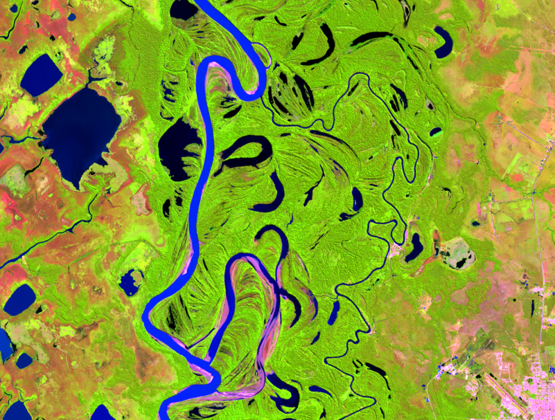 July 11, 2019, Landsat 8 (path/row 232/70) — Oxbow formation on the Mamoré River, Bolivia