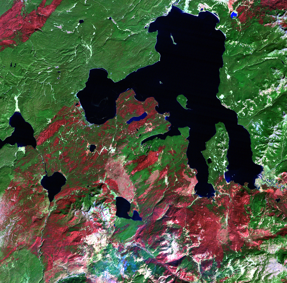 Oct. 10, 1988, Landsat 5 (path/row 38/29) — Yellowstone Lake at Yellowstone National Park, USA