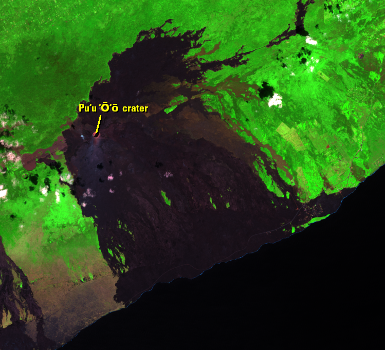 Feb. 26, 2019, Landsat 8 (path/row 62/47) — Pu‘u ‘Ō‘ō, HI, USA