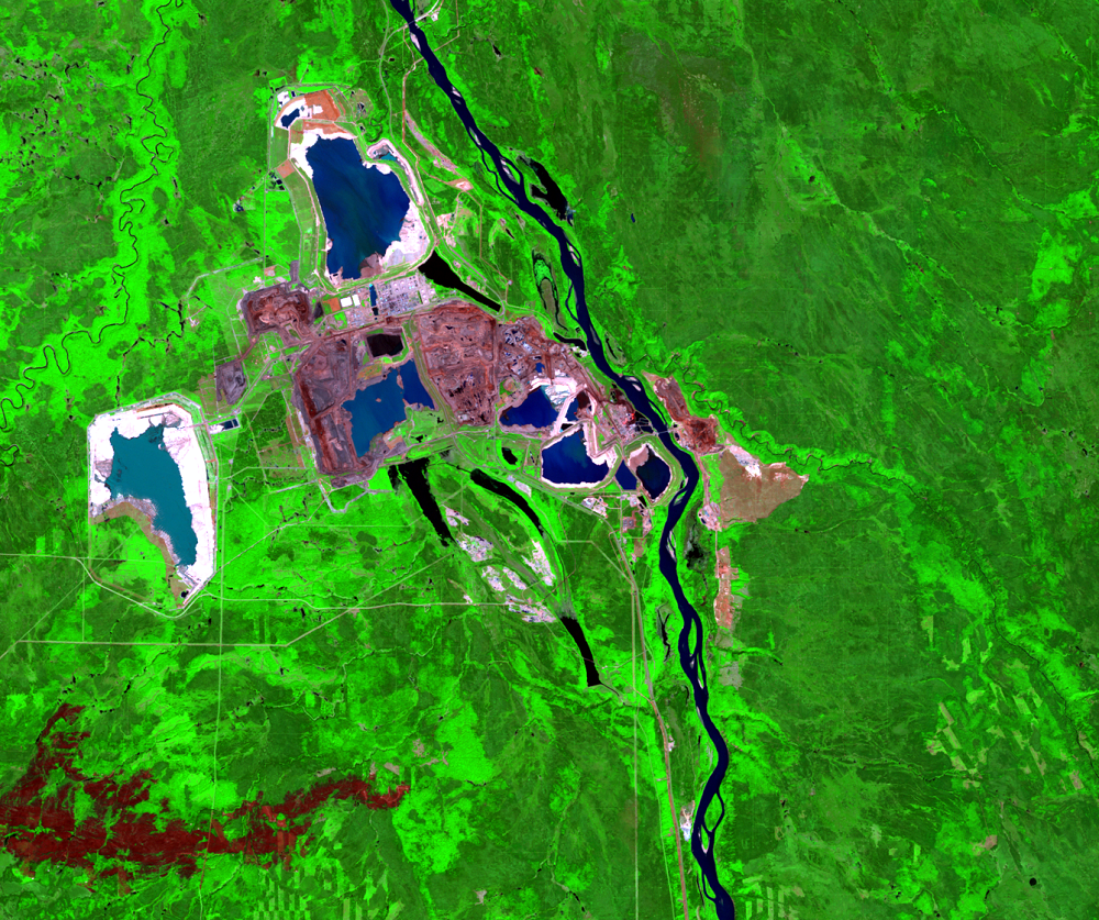 June 15, 1999, Landsat 5 (path/row 42/20) — surface mining in the Athabasca Oil Sands, Alberta, Canada