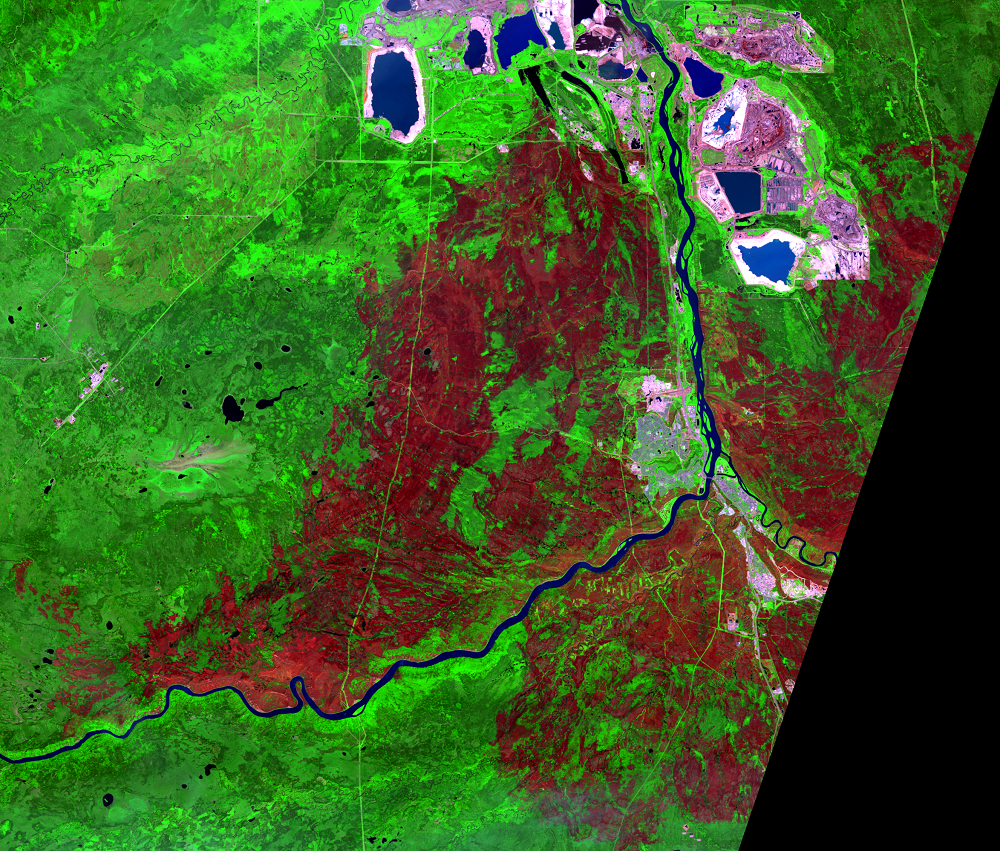 June 20, 2016, Landsat 8 (path/row 43/20) — Fort McMurray Fire of 2016