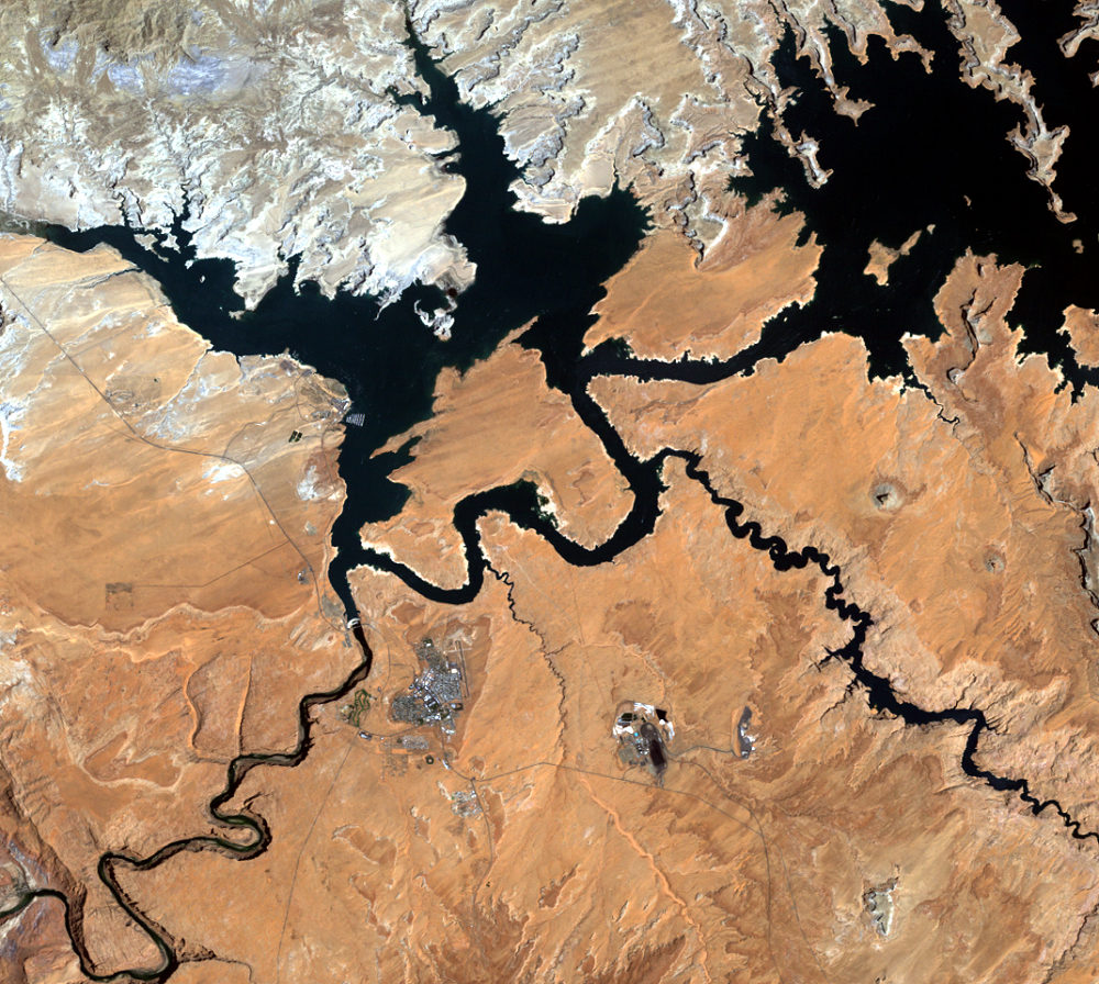 June 27, 1993, Landsat 5 (path/row 37/34) — Glen Canyon Dam and Page, Arizona, USA