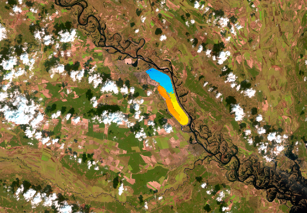 Apr. 22, 1986, Landsat 5 (path/row 181/24) — Cooling pond at Chernobyl, Ukraine