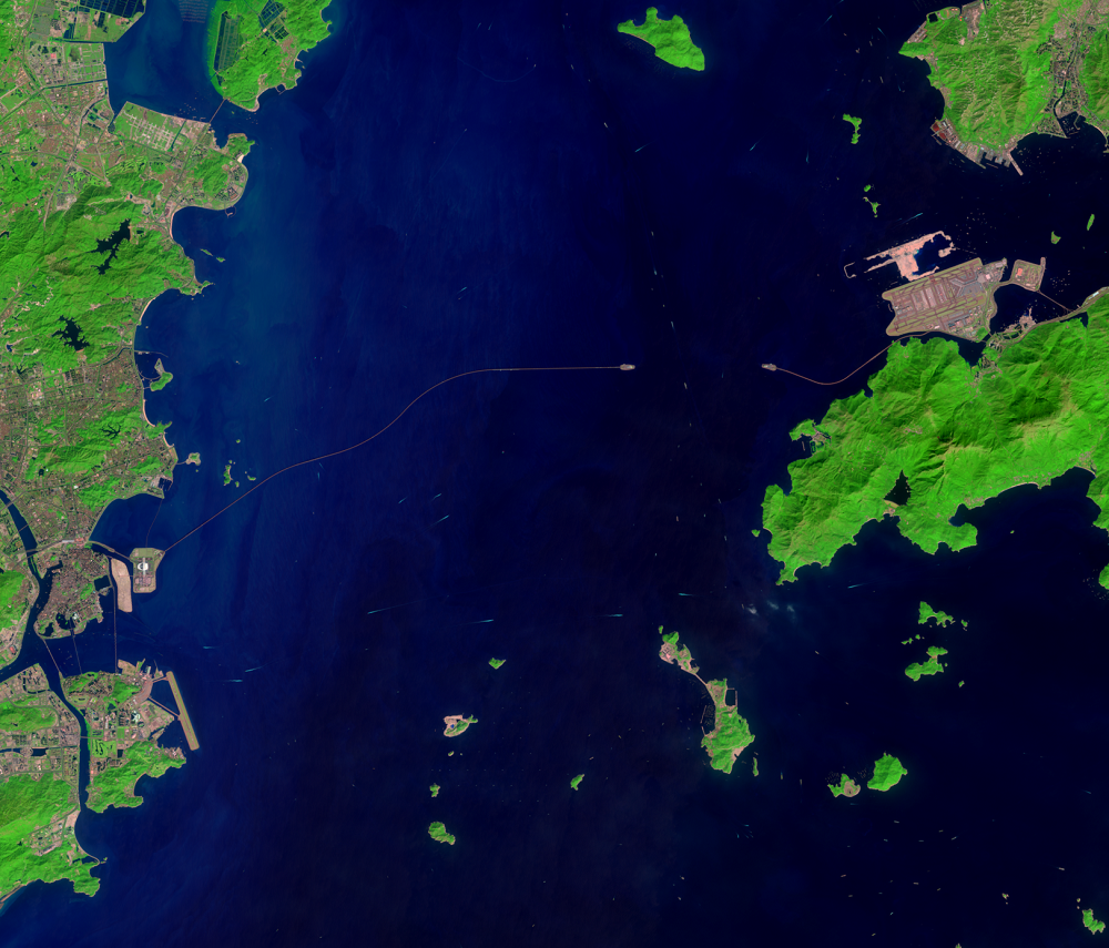 Nov. 14, 2019, Landsat 8 (path/row 122/44) — Hong Kong-Zhuhai-Macau Bridge, China