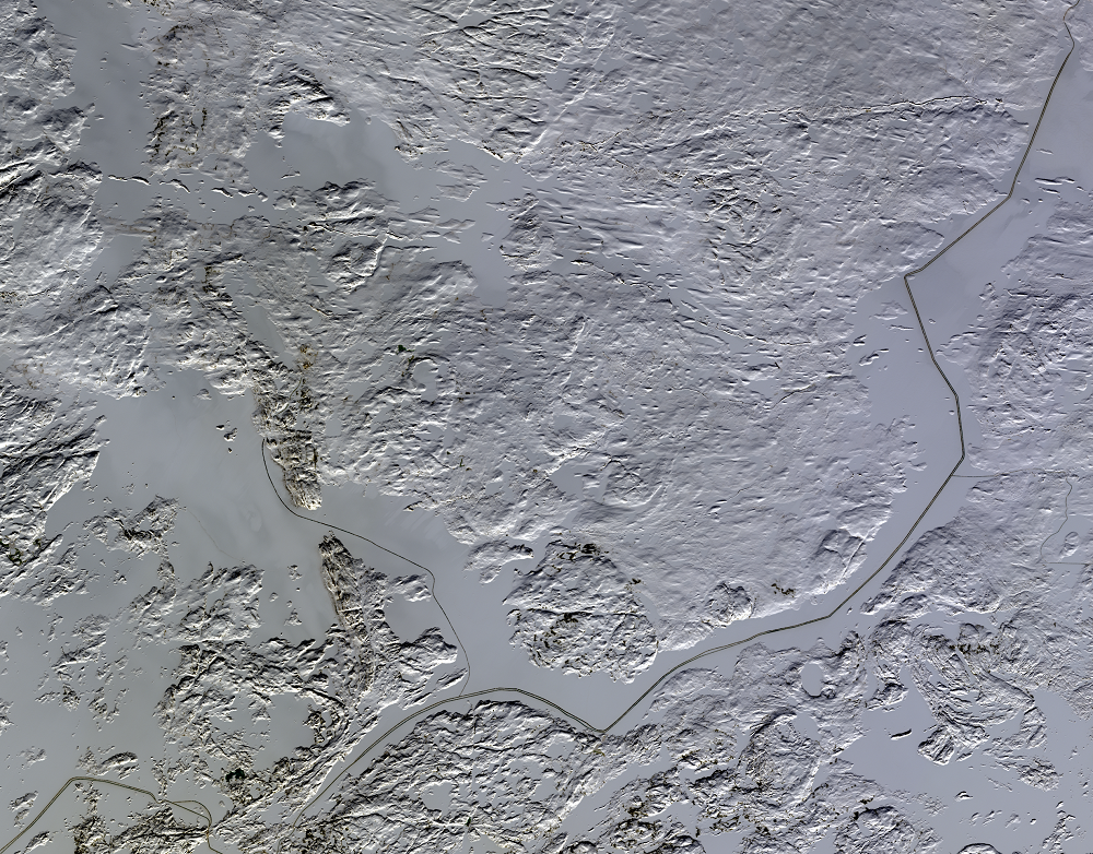 Apr. 15, 2016, Landsat 8 (path/row 45/15) — Location of ice road, Northwest Territories, Canada