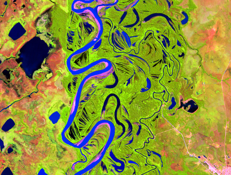 June 19, 1988, Landsat 5 (path/row 232/70) — Oxbow formation on the Mamoré River, Bolivia
