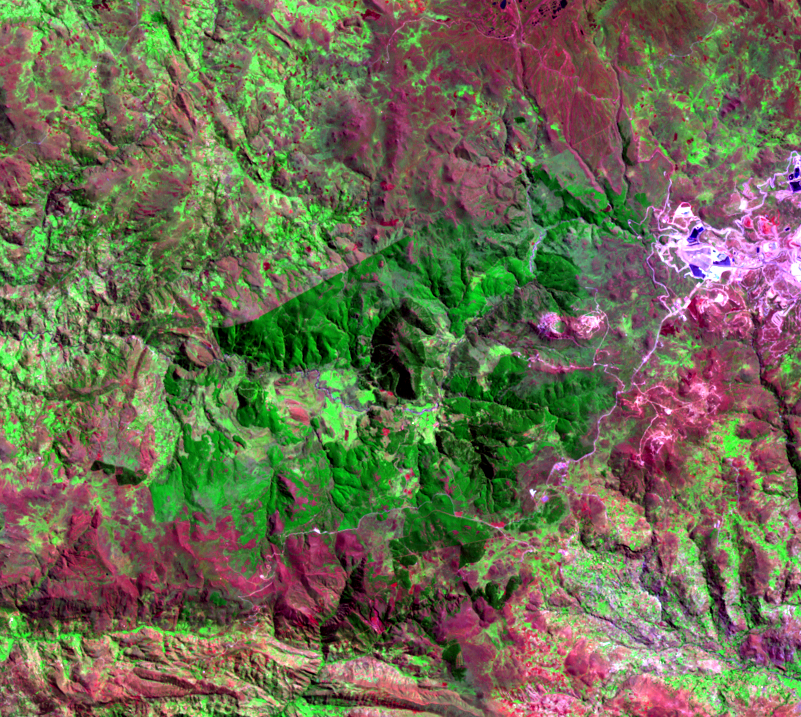 Aug. 11, 2002, Landsat 7 (path/row 9/65) — Granja Porcón, Peru