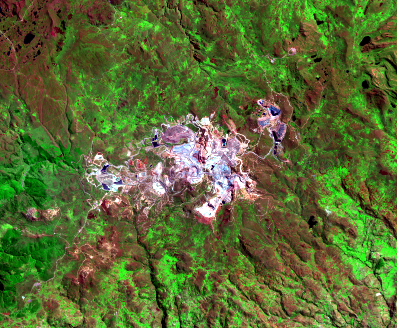 Aug. 11, 2002, Landsat 7 (path/row 9/65) — Yanacocha Mine, Peru