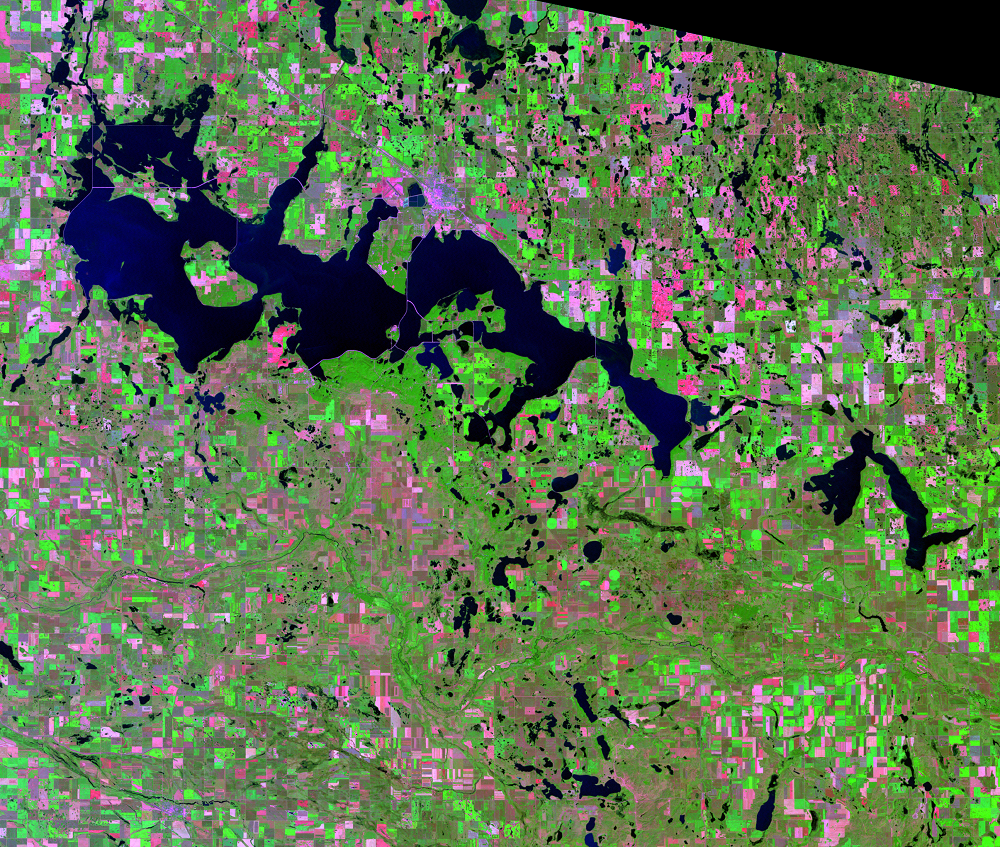 Aug. 16, 2003, Landsat 5 (path/row 31/27) — Devils Lake, North Dakota, USA