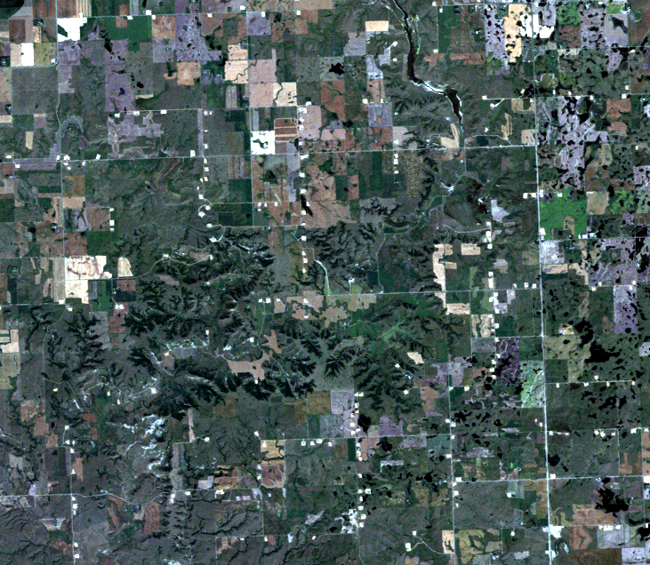 Aug. 27, 2011, Landsat 5 (path/row 34/26) — Well pads, North Dakota, USA