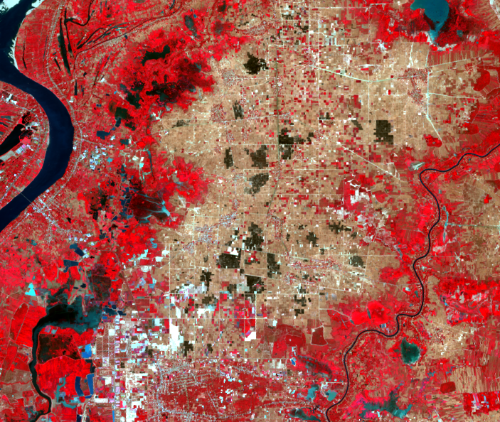Jan. 13, 2020, Landsat 8 (path/row 126/52) — Irrigation canals east of Phnom Penh, Cambodia