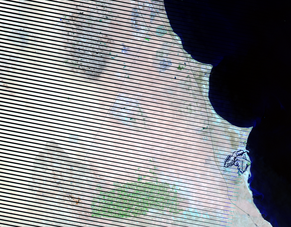 June 22, 2011, Landsat 7 (path/row 165/40) — Southeastern Kuwait