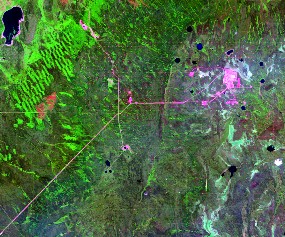 July 4, 2006, Landsat 5 (path/row 42/20) — in situ mining in the Athabasca Oil Sands, Alberta, Canada