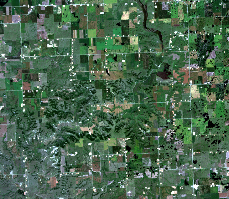 Aug. 16, 2013, Landsat 8 (path/row 34/26) — Well pads, North Dakota, USA