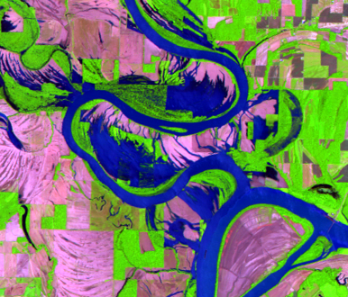 June 11, 2008, Landsat 5 (path/row 22/34) — During the June 2008 flood