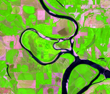 June 14, 2012, Landsat 7 (path/row 22/34) — New cutoff on the Wabash River, USA