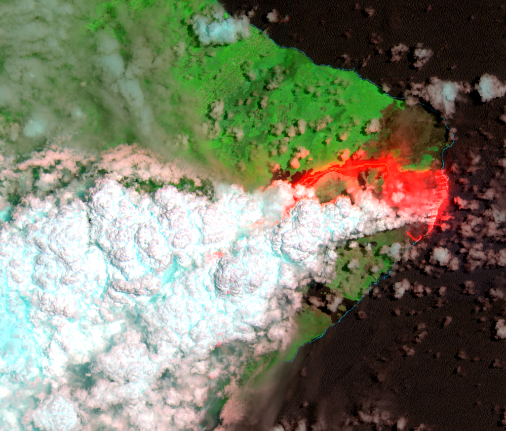 June 27, 2018, Sentinel-2A — 2018 lower East Rift Zone eruption, HI, USA