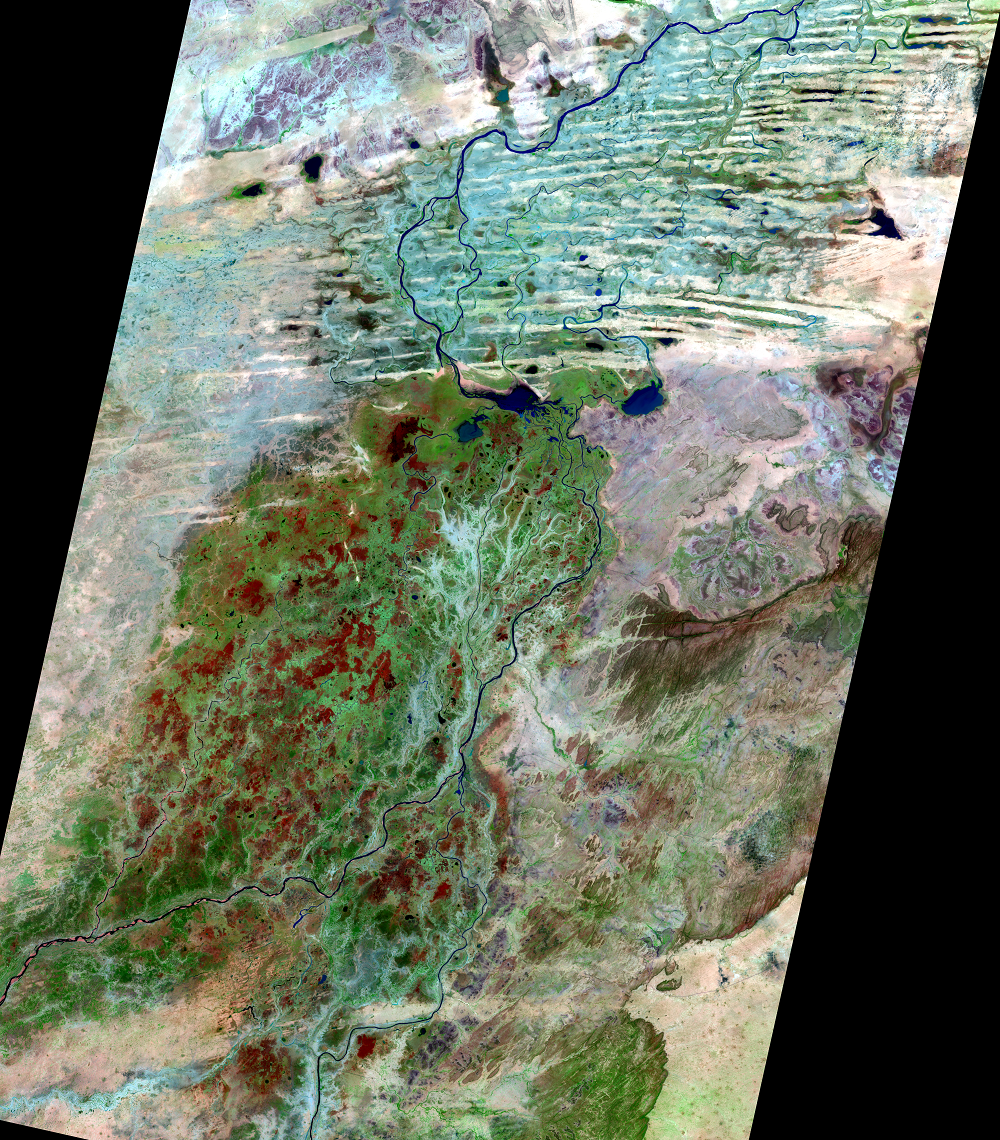 June 6, 2014, Landsat 8 (path/row 197/49,50) — Niger River Inland Delta, Mali