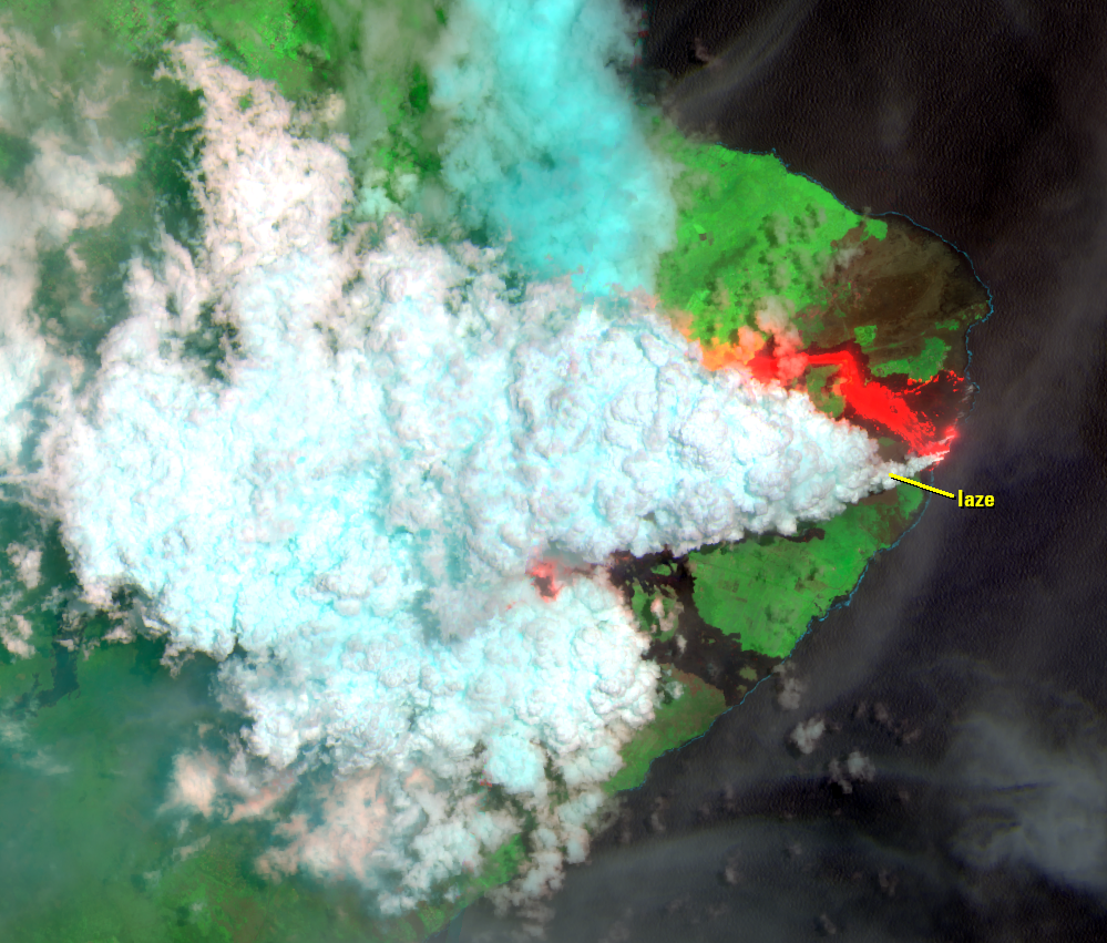 June 7, 2018, Sentinel-2A — 2018 lower East Rift Zone eruption, HI, USA