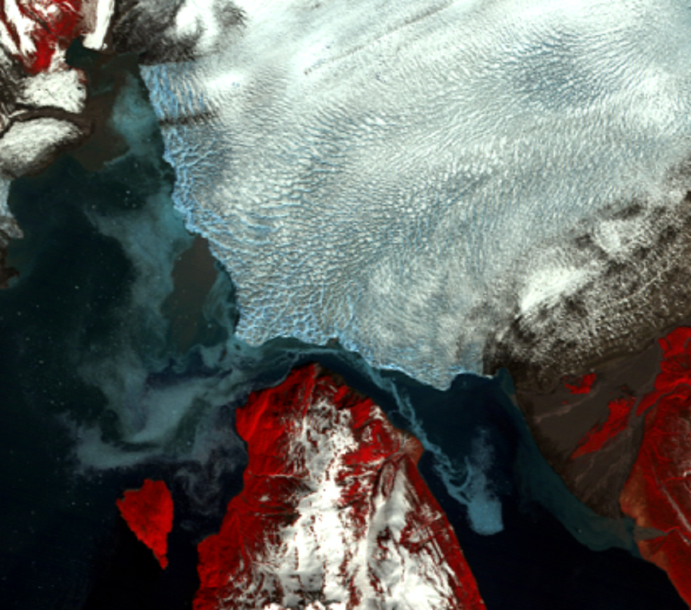 June 9, 2010, Landsat 5 (path/row 62/18) — Hubbard Glacier, Alaska, USA, close-up of the narrow channel