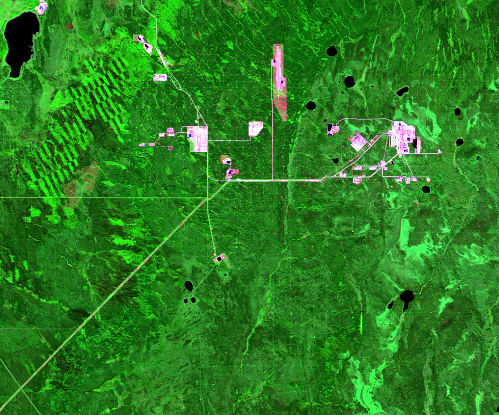 Sep. 20, 2011, Landsat 5 (path/row 42/20) — in situ mining in the Athabasca Oil Sands, Alberta, Canada