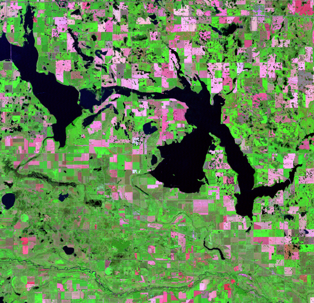 Sep. 7, 2011, Landsat 5 (path/row 31/27) — Stump Lake and Devils Lake, North Dakota, USA