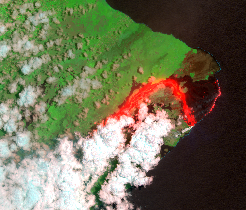 July 12, 2018, Sentinel-2B — 2018 lower East Rift Zone eruption, HI, USA