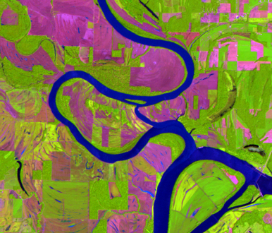 July 13, 2008, Landsat 5 (path/row 22/34) — New cutoff on the Wabash River, USA