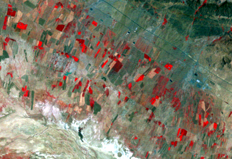 July 14, 1977, Landsat 2 (path/row 177/35) — Irrigated agriculture, Iran