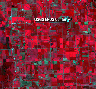 July 27, 1995, Landsat 5 (path/row 29/30) — Before the hailstorm at the USGS EROS Center, near Sioux Falls, SD, USA