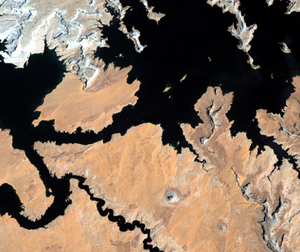 July 4, 1984, Landsat 5 (path/row 37/34) — Bathtub ring around Lake Powell, Utah and Arizona, USA